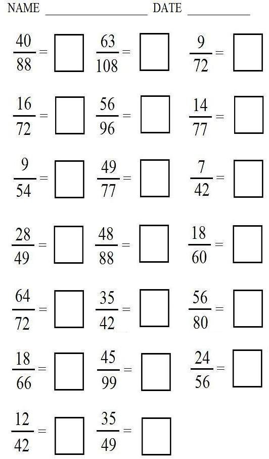 Reducing Fraction Worksheets Free Worksheets Library