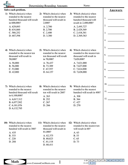 Rounding Worksheets For 4th Grade