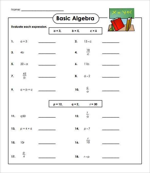 Simple Algebra Problems Worksheet  Algebra  Stevessundrybooksmags