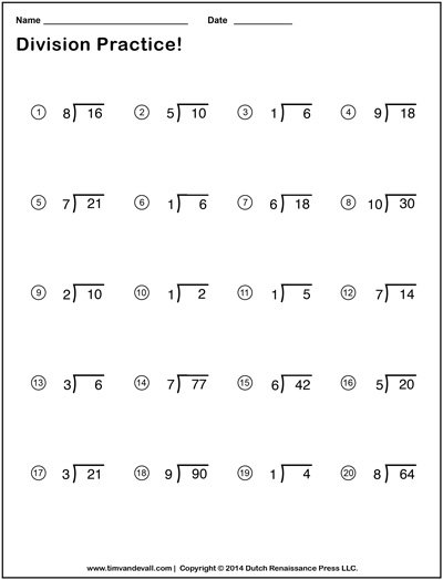 Simple Division Worksheets For Kids