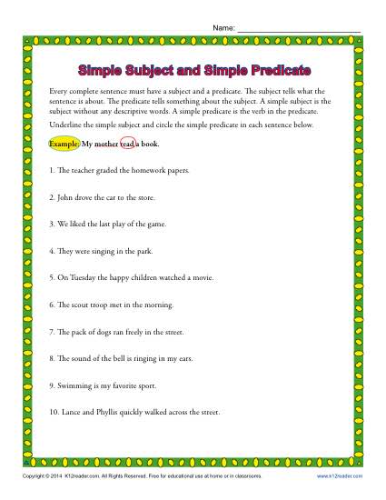 Simple Subject And Simple Predicate