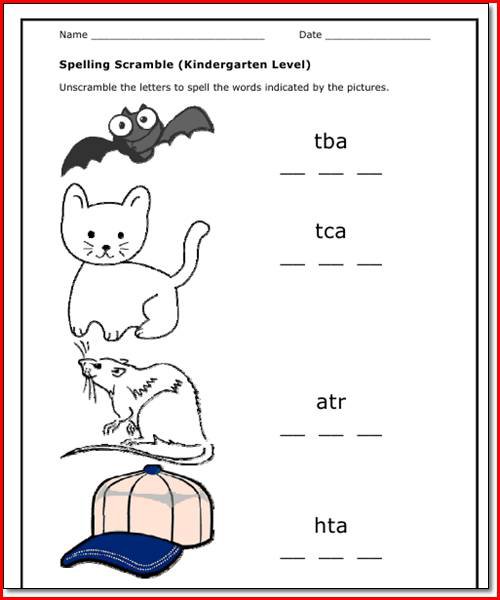 Kindergarten Spelling Worksheets Kindergarten Spelling Worksheets