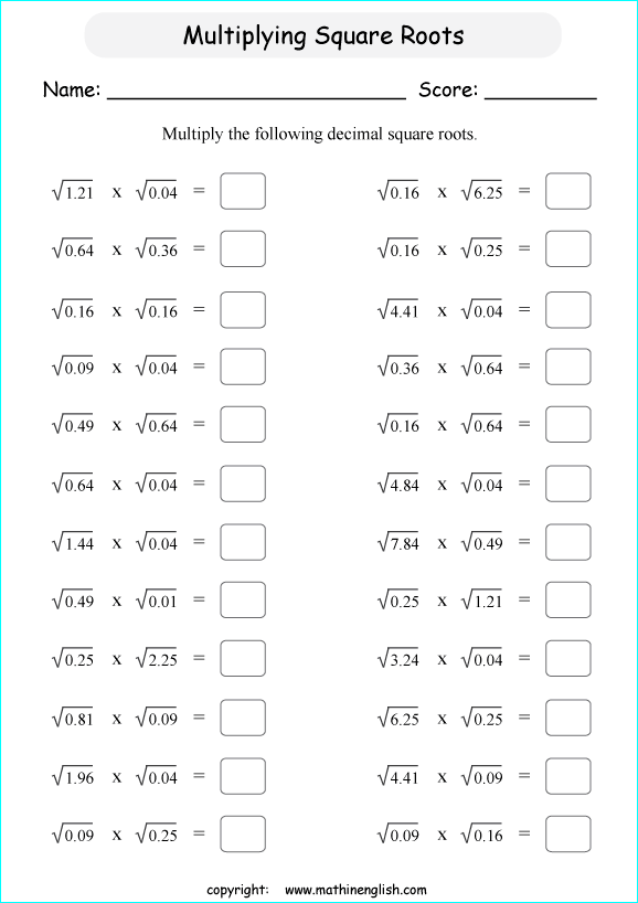 Squares And Square Roots Worksheet Worksheets For All