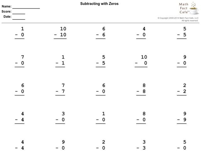 Subtraction With Zeros Worksheet Worksheets For All