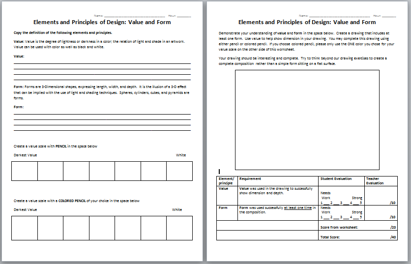 The Smartteacher Resource  Elements And Principles  Value And Form