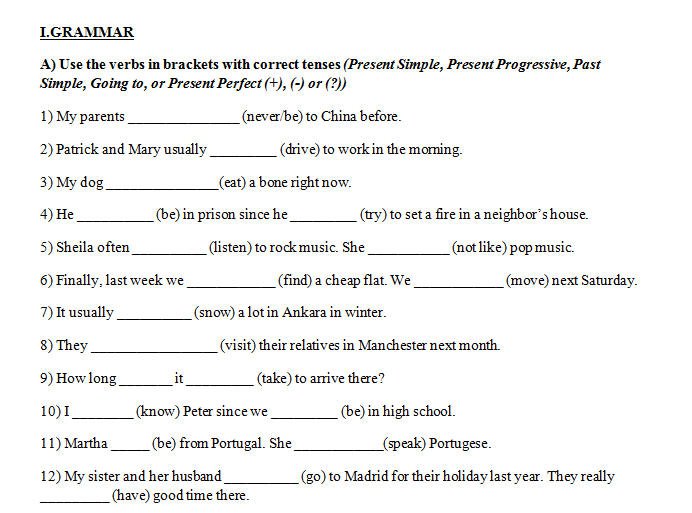 Verb Tenses And Vocabulary  Elementary Worksheet
