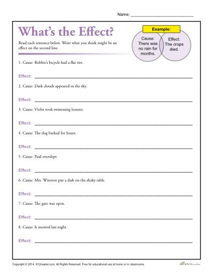 What's The Effect  Printable Cause And Effect Worksheet