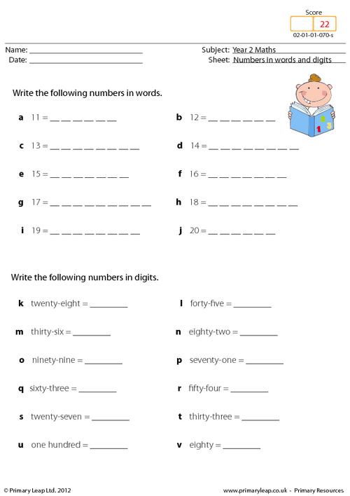 Write Number In Words Worksheet Worksheets For All