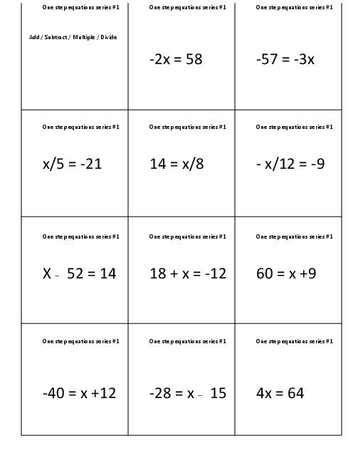 2 Step Equations Worksheets 7th Grade Worksheets For All