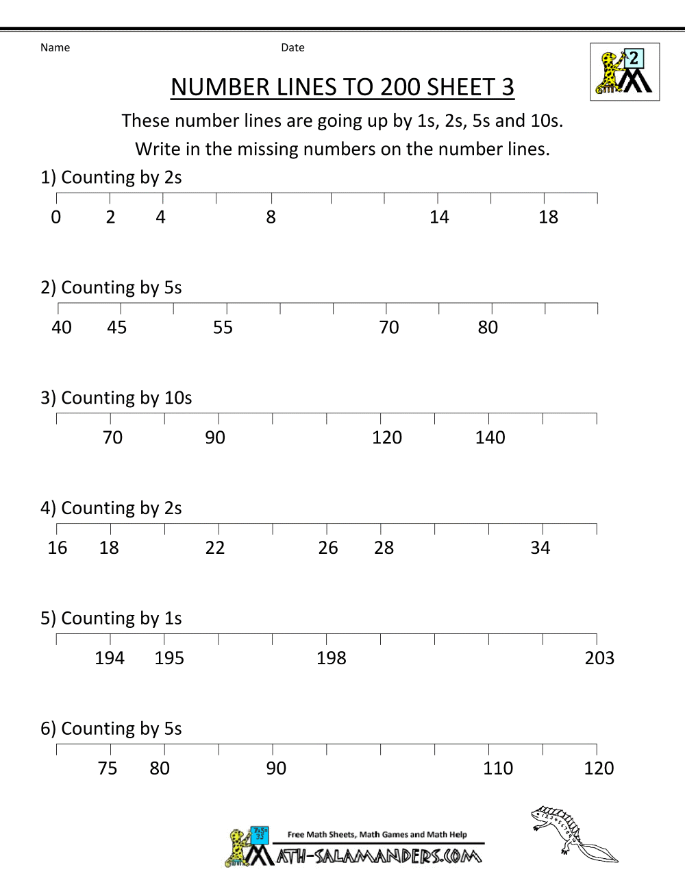 2nd Grade Math Worksheets Number Line  2nd  Best Free Printable