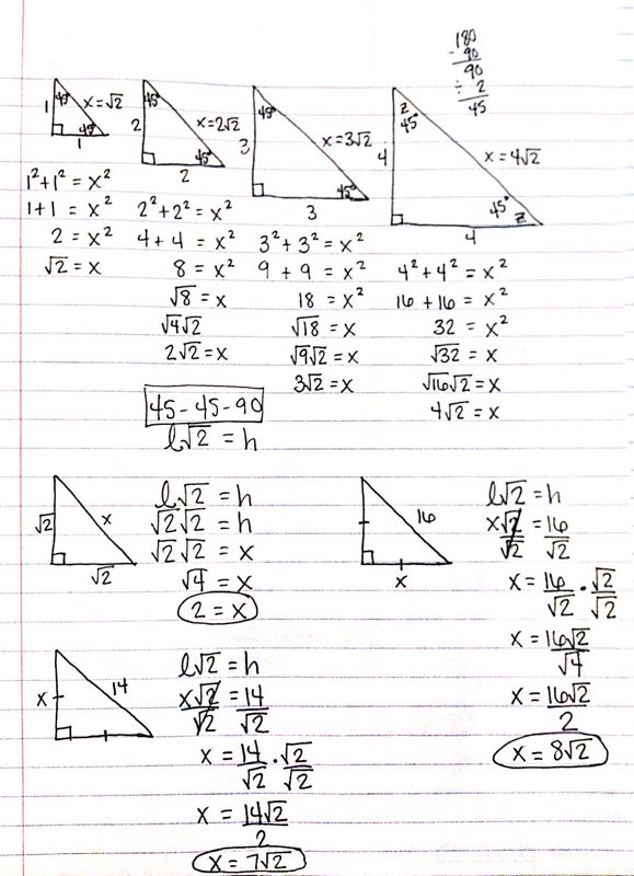 45 45 90 Triangles Worksheet Answers Special Right Triangles 45 45