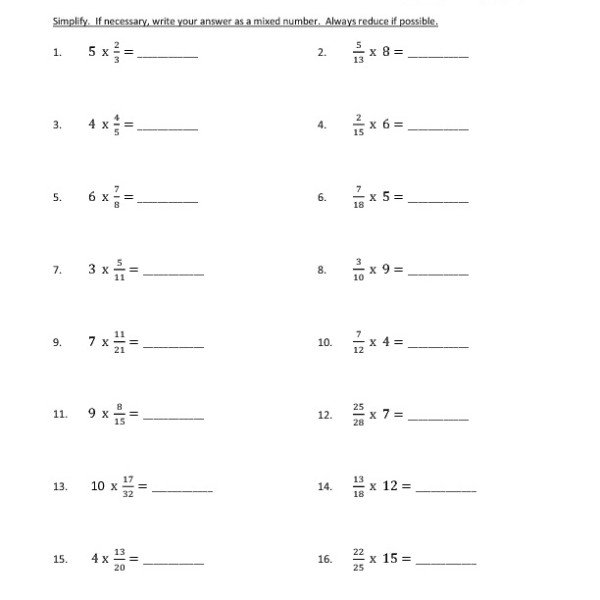 5th Grade Multiplying Fractions Worksheets Photos