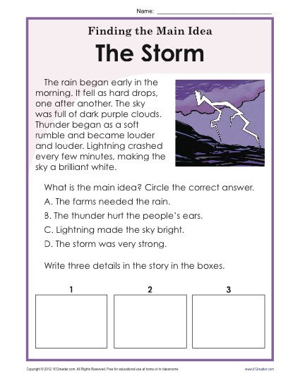 Main Idea Worksheets 6th Grade