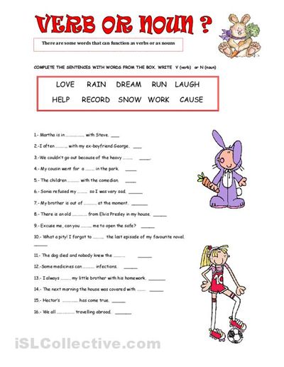 86 Best Noun Verb Activities Images On Free Worksheets Samples