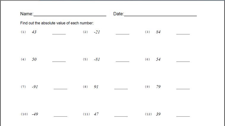 Absolute Value Worksheet Pdf Free Worksheets Ordering Numbers With