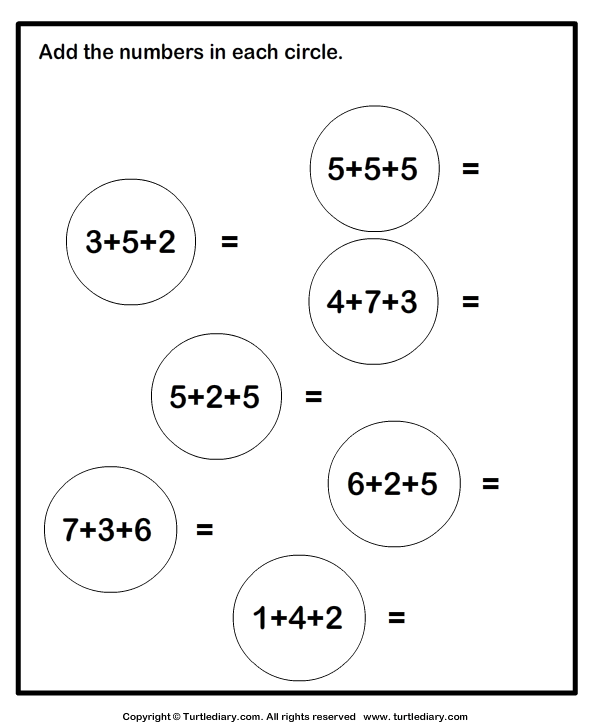 Adding Three Numbers Worksheet Worksheets For All