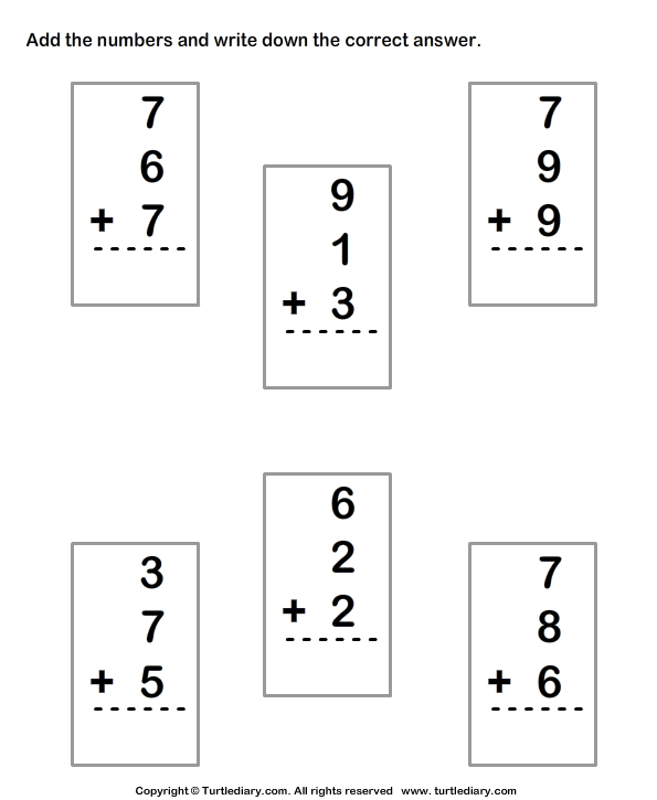 Adding Three Numbers Worksheet Worksheets For All