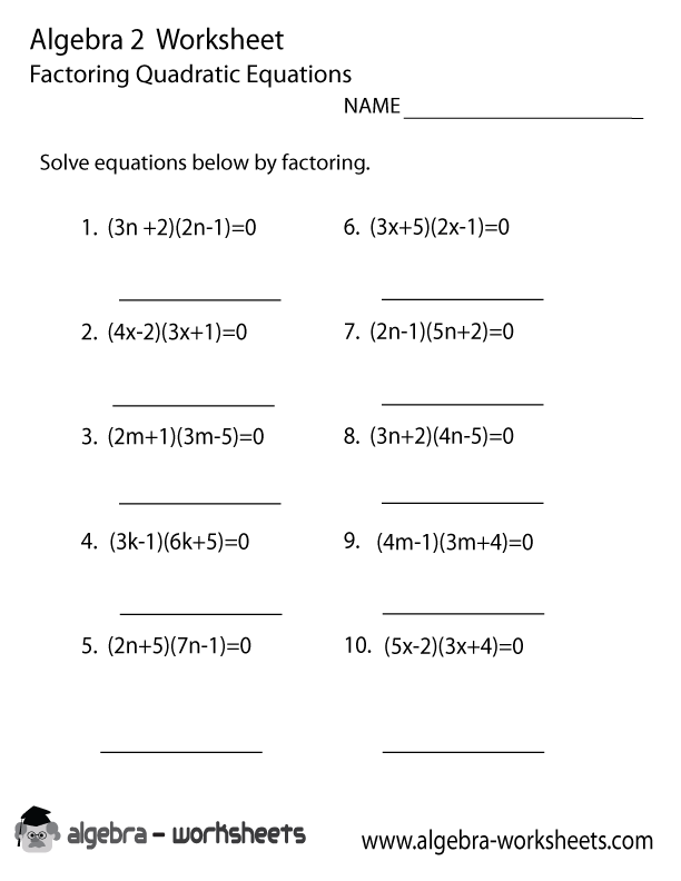 Algebra Ii Worksheets