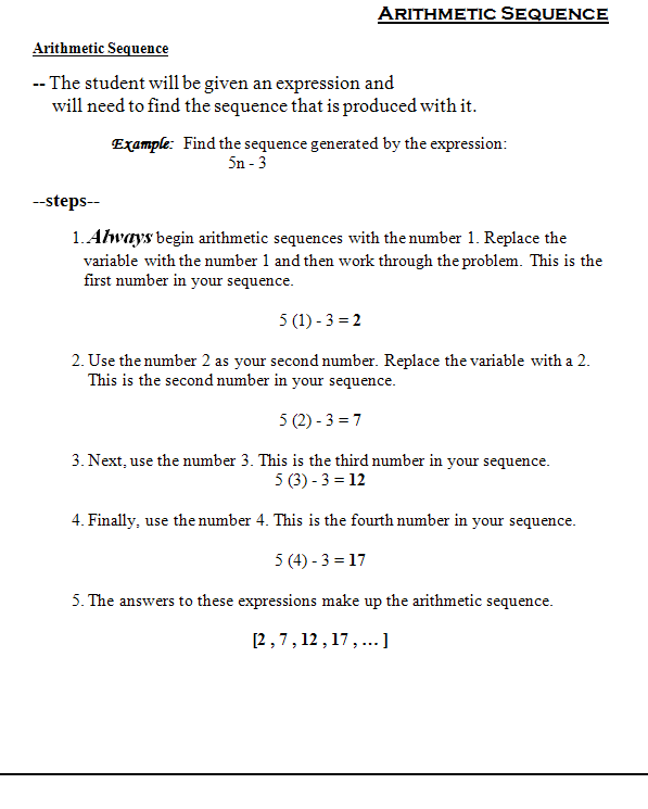 Arithmetic Sequence Worksheet  Worksheets  Tataiza Free Printable