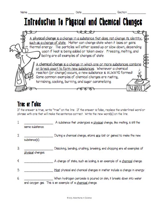 Chemical And Physical Changes Worksheet Best 25 Chemical Change