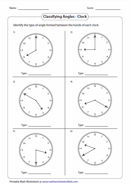 Classifying And Identifying Angles Worksheets