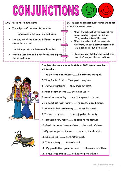 Conjunctions  And, But Worksheet