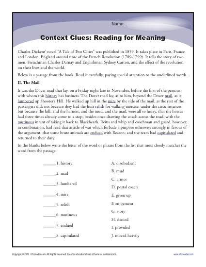 Context Clues  Reading For Meaning