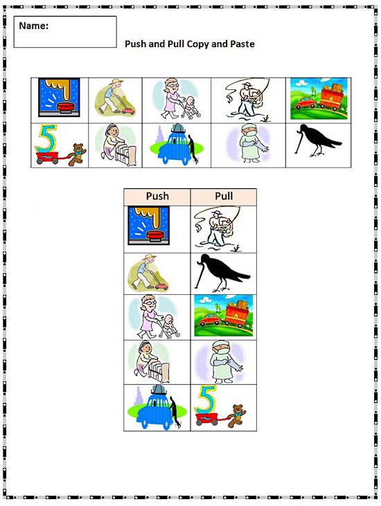 Push And Pull Worksheets For 2nd Grade