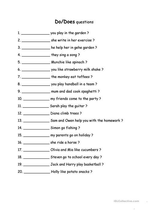 Do Does Questions Worksheet