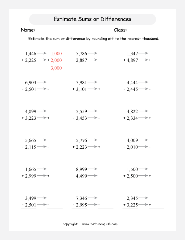 Estimating Sums And Differences Worksheet Worksheets For All | Free ...