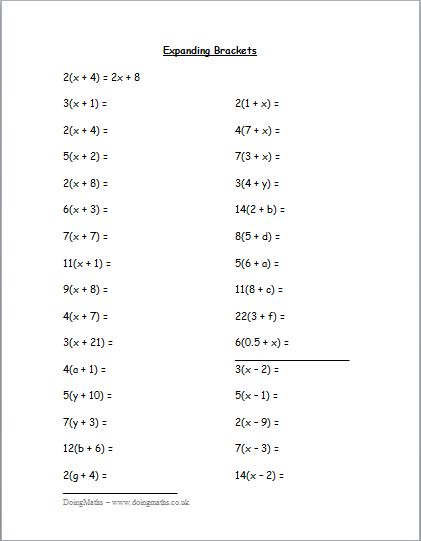 Expanding Brackets