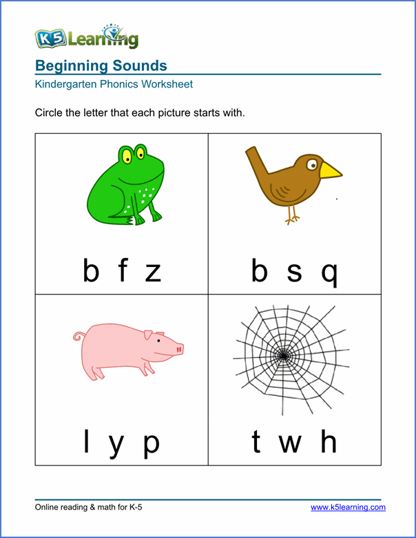 Free Preschool & Kindergarten Beginning Sounds Worksheets