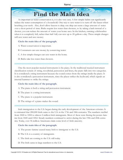 Free Printable High School Reading Comprehension Worksheets