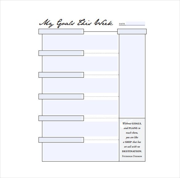 Goal Sheet Templates