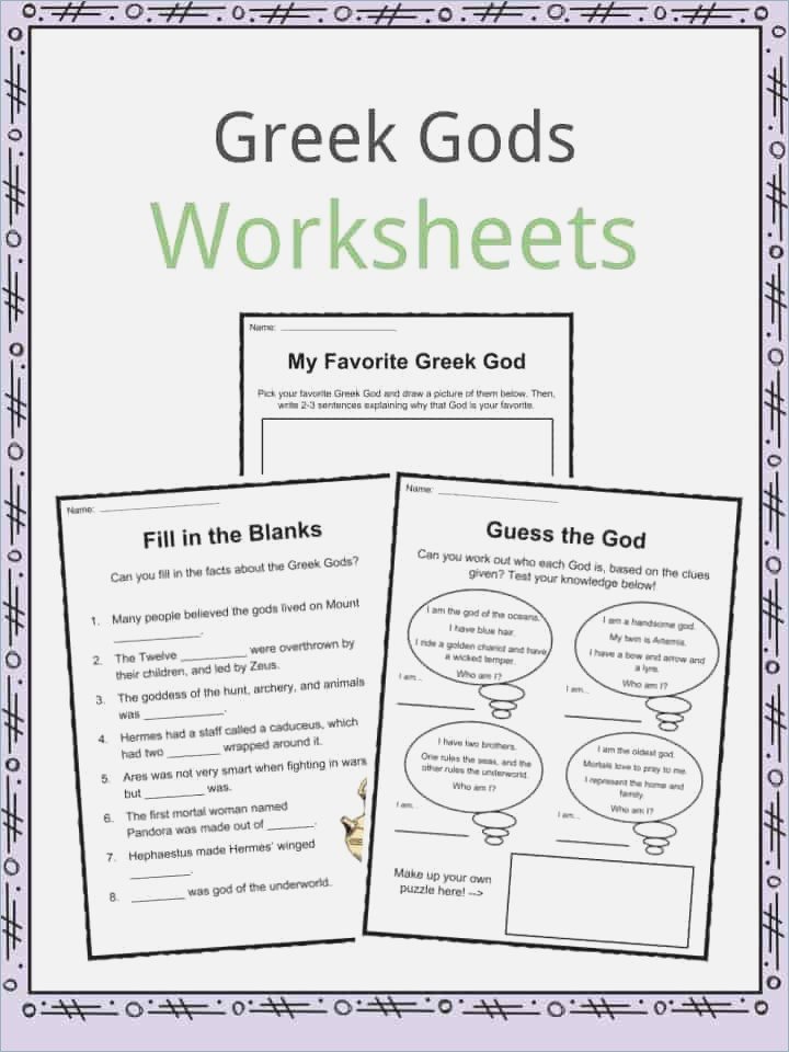 Greek Mythology Worksheets High School