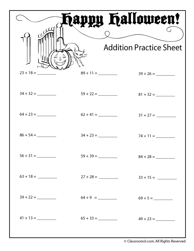 Halloween Math Worksheets Grade 4