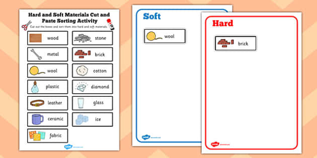 Hard And Soft Materials Cut And Paste Sorting Activity