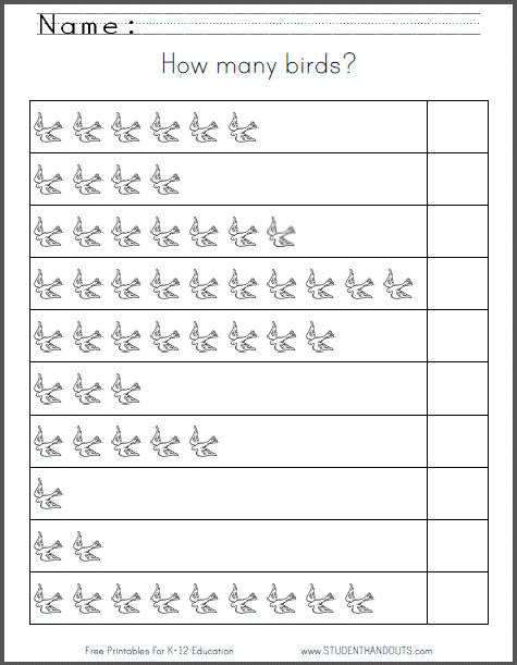 How Many Birds Free Printable 1 10 Counting Worksheet For