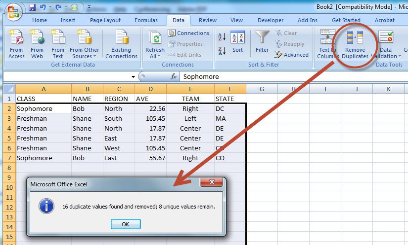 How To Delete Identical Rows In A Ms Excel 2007 Worksheet