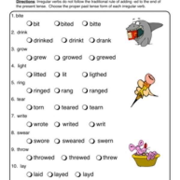 Irregular Verbs Worksheets For Grade 1
