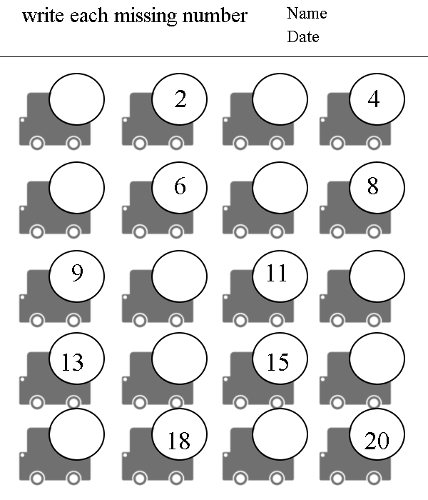 Kindergarten Counting Worksheet  Kindergarten Missing Numbers