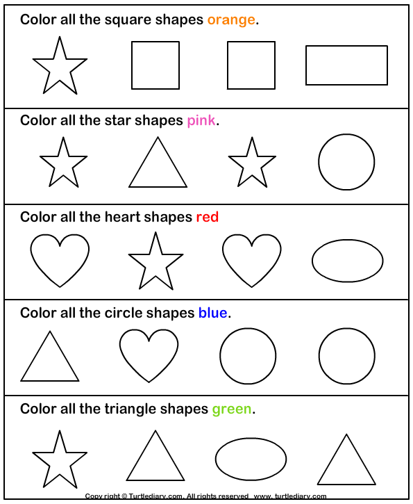 Learning Colors And Shapes Worksheet