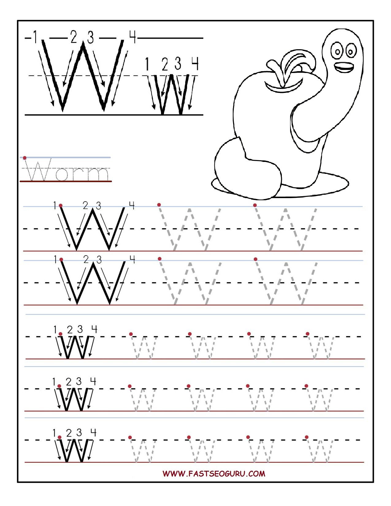 Letter W Worksheets For Kindergarten Checks Worksheet  Letter