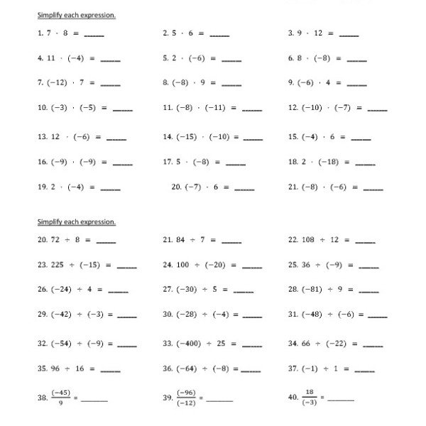 Math Worksheets For 8th Grade Pre Algebra Worksheets For All