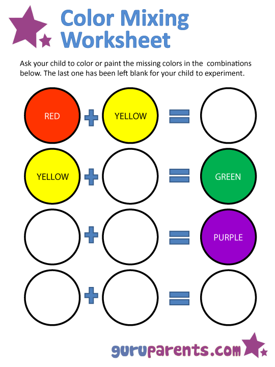 Mixing Colors Free Worksheets Samples