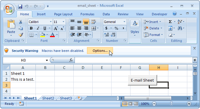 Ms Excel 2007  Email The Active Worksheet
