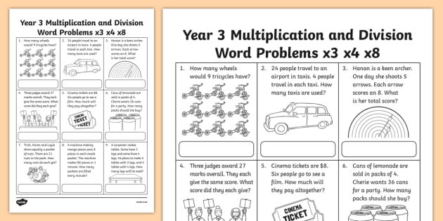 Multiplication And Division Worksheets Year 3 Grade 3