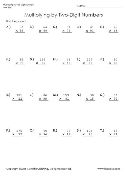 Multiplication 2 Digit By 2 Digit Worksheets