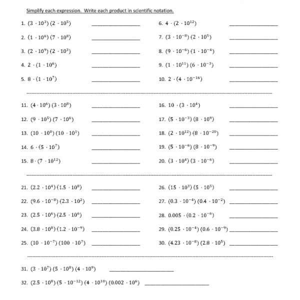 Multiplying Scientific Notation Worksheets Worksheets For All