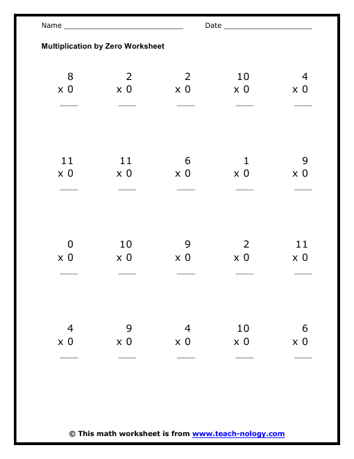 Multiplying With Zeros Worksheets Worksheets For All